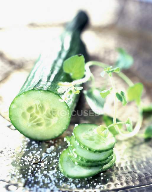 Fresh Cucumber and slices — Stock Photo
