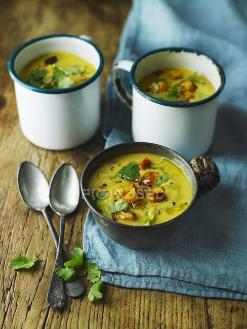 Squash with pear and coriander soup — Stock Photo