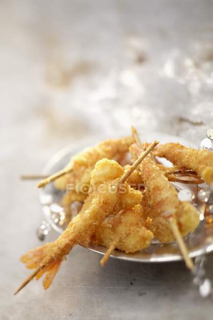 Gambas coated in parmesan — Stock Photo