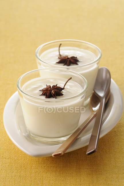 Tasty Star anise yogurt — Stock Photo