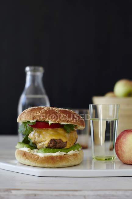 Hambúrguer clássico com abacate e queijo — Fotografia de Stock