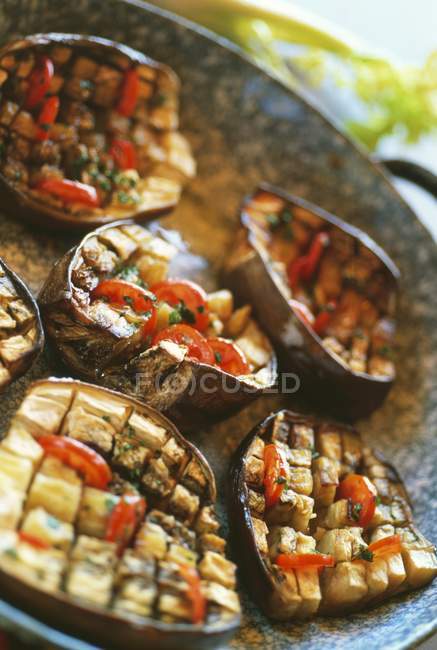 Grilled squared eggplants — Stock Photo
