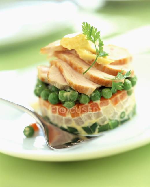 Timbale of mixed vegetables — Stock Photo
