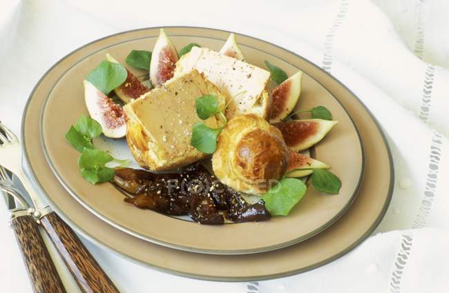 Foie gras su piatti — Foto stock
