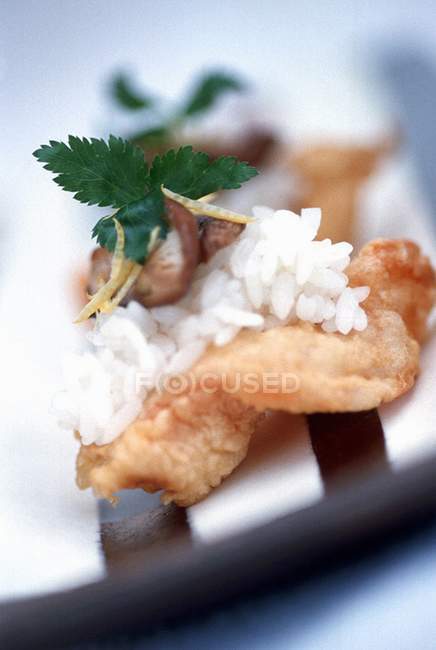 Tempura de camarão com arroz — Fotografia de Stock