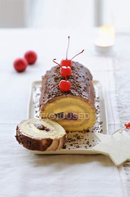 Rolled log cake — Stock Photo