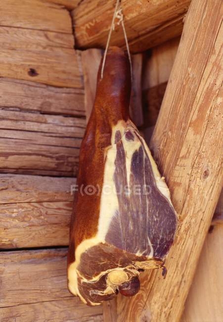 Ham leg drying — Stock Photo