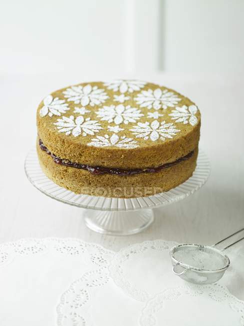 Sponge cake with jam filling — Stock Photo