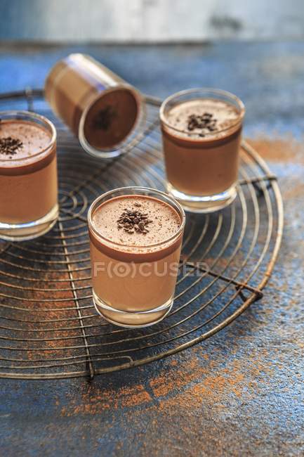 Chocolate mousse in small glasses — Stock Photo