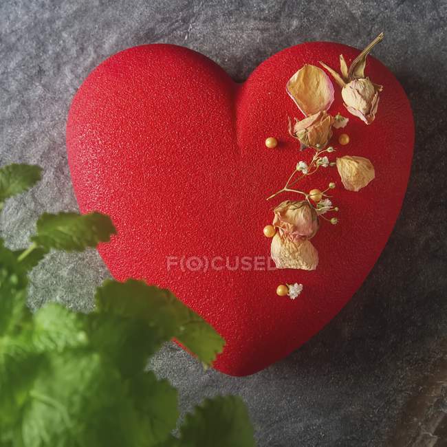 Torta di mousse a forma di cuore — Foto stock