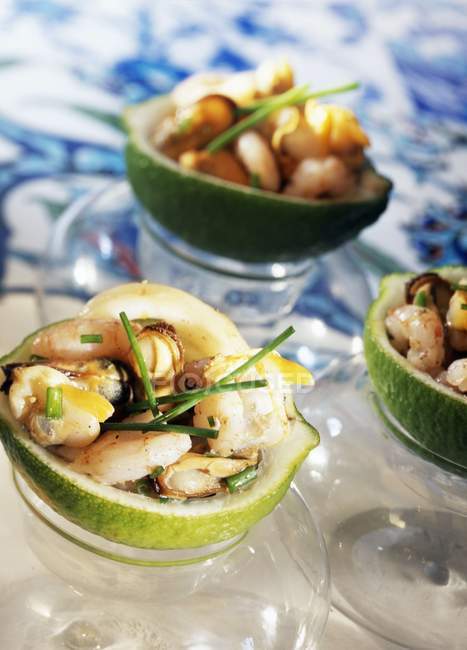 Seafood salad with lime — Stock Photo