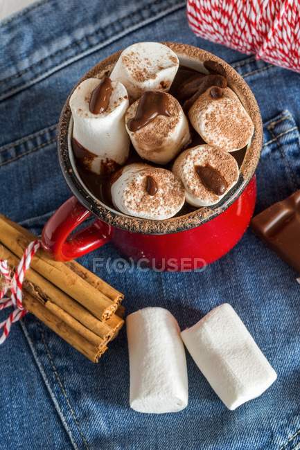 Mug with hot chocolate — Stock Photo