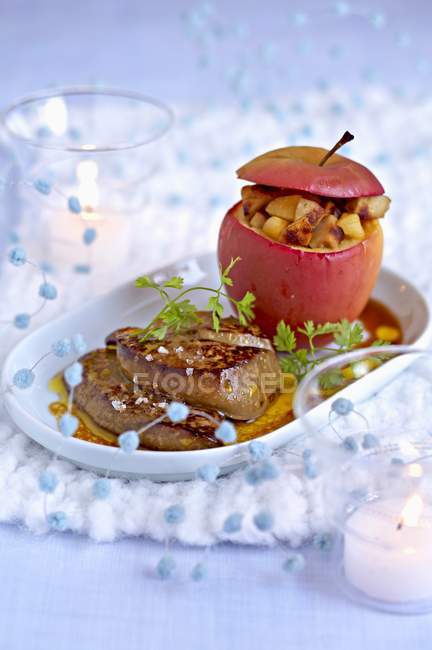 Pan-fried foie gras — Stock Photo