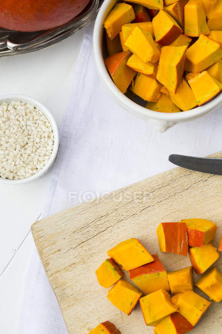 Ingrédients pour risotto de courge — Photo de stock