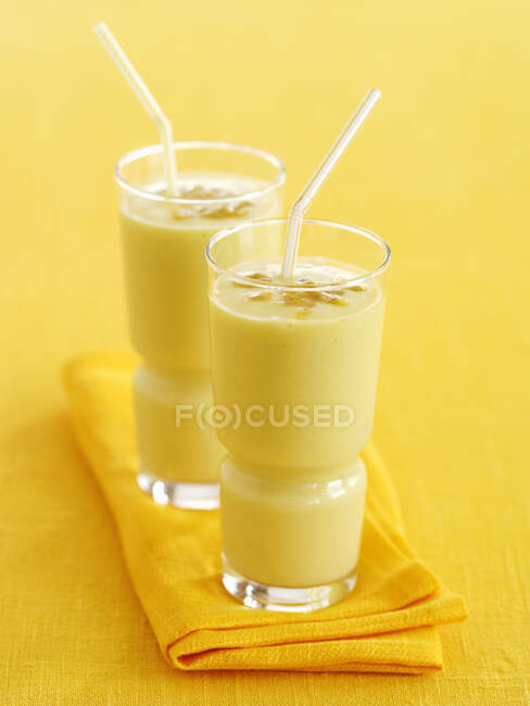 Exotic breakfast smoothies in glasses — Stock Photo