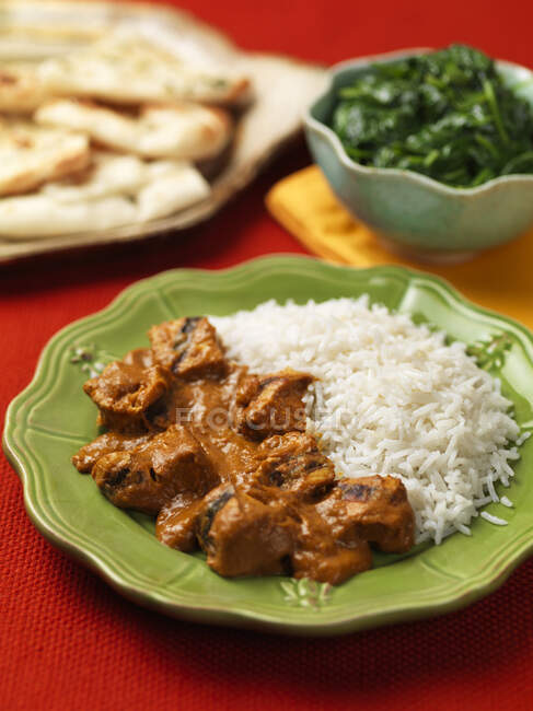 Coconut chicken with basmati rice — Stock Photo