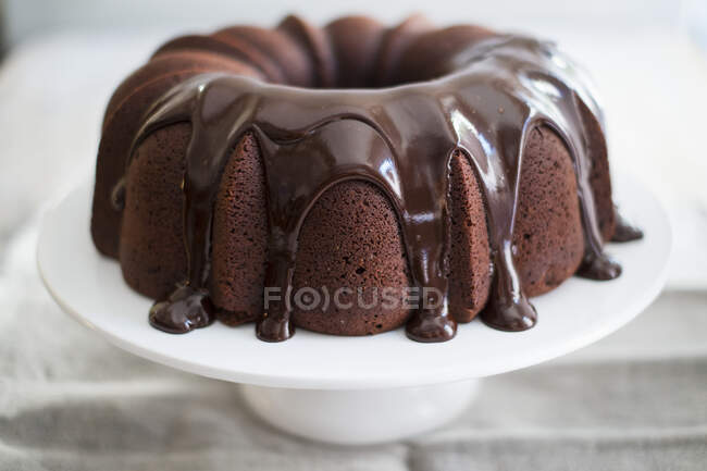 Close-up shot of delicious Chocolate Bundt Cake — Stock Photo