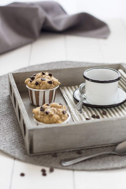 Muffin aux pépites de chocolat, gros plan — Photo de stock