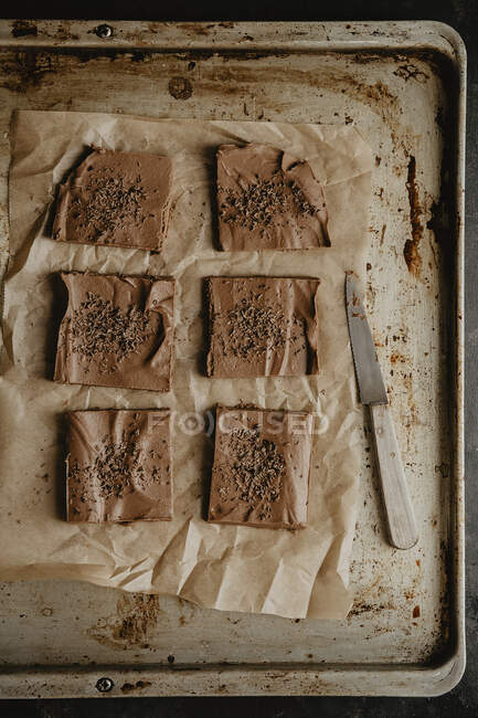 Fondant de chocolate a base de batatas y leche de coco - foto de stock