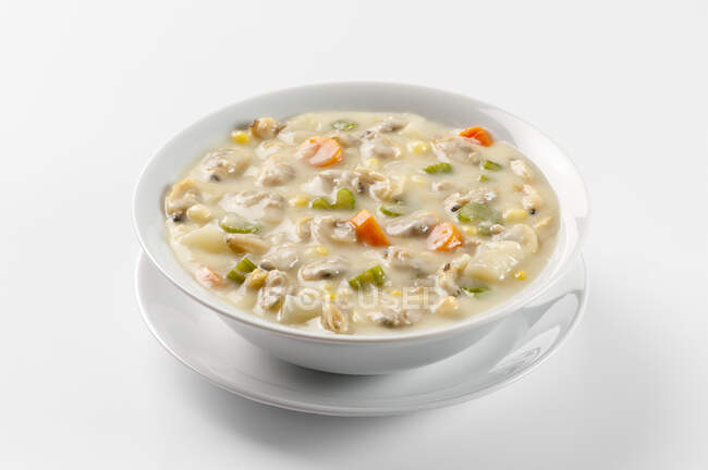 Clam Chowder, clam soup, USA — Stock Photo