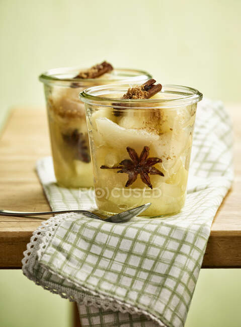 Apple pear compote with star anise — Stock Photo