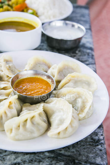 Momo, steamed dumplings, Nepal — Stock Photo