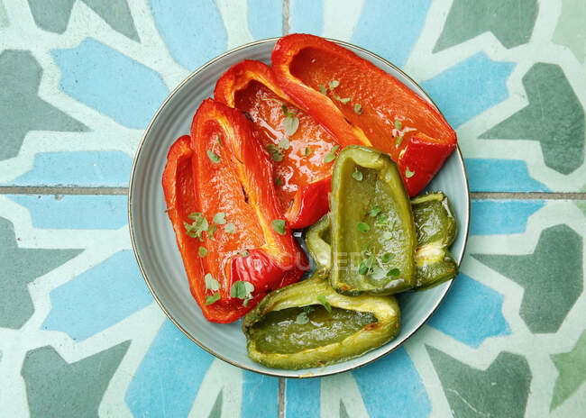 Baked eggplant with vegetables and spices — Stock Photo