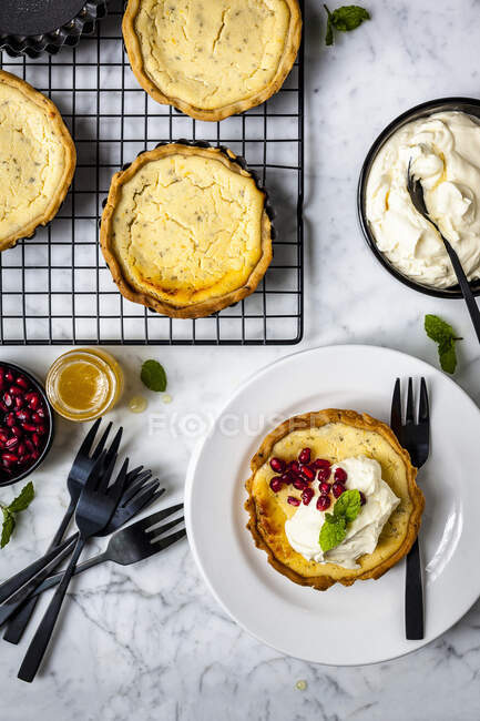 Lemon and Goats Cheese Tart with Aniseed Pastry — Stock Photo