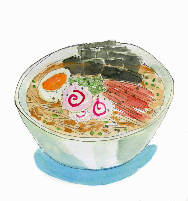Ramen with egg (illustration) — Stock Photo