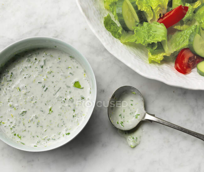 Bowl of tasty guacamole with fresh vegetables on white background — Stock Photo