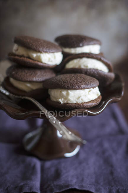 Whoopie Pies on a cake stand — Stock Photo
