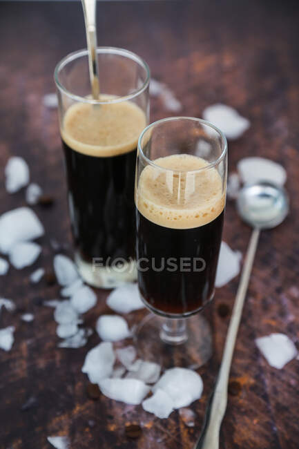 Shaken cold coffee top view — Stock Photo