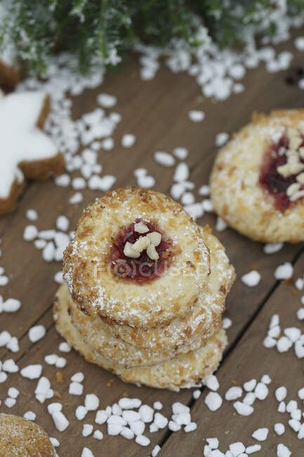Немецкое рождественское печенье с сахарными перьями — стоковое фото