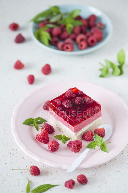 No bake raspberry and vanilla cake — Stock Photo