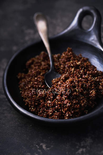Red cooked Quinoa with spoon — Stock Photo