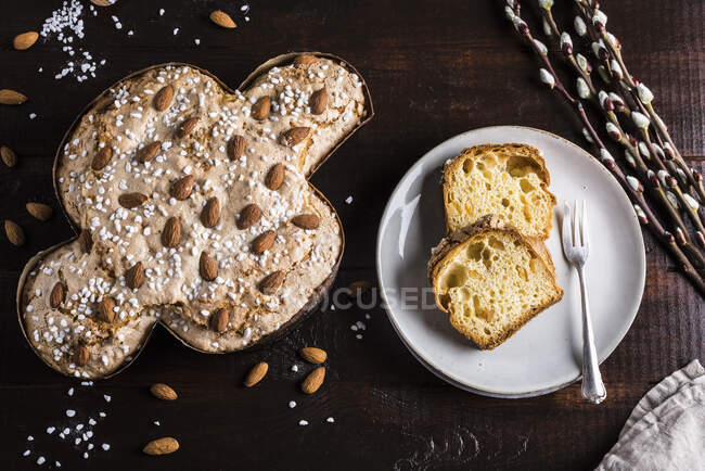 Colomba Pasquale, Easter cake shaped like a dove of peace, Italy — Stock Photo