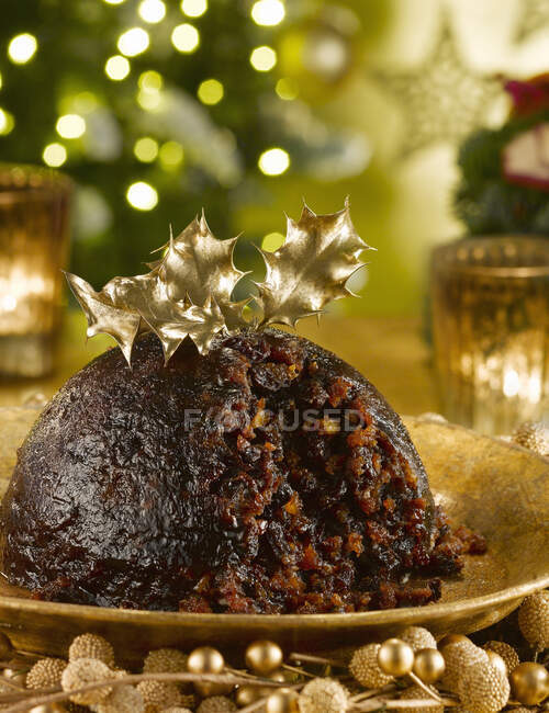 Gros plan de délicieux pudding de Noël — Photo de stock
