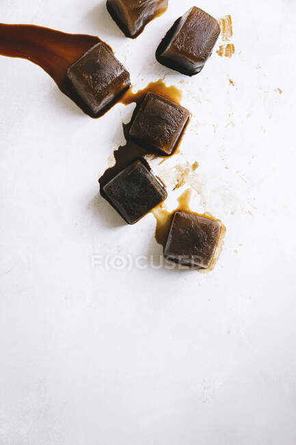 Close-up shot of Coffee ice cubes — Stock Photo