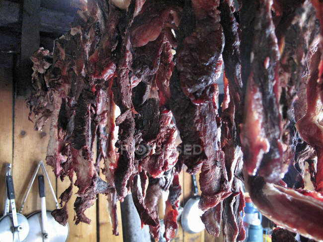 Carne de iaque seca, tiro de close-up — Fotografia de Stock