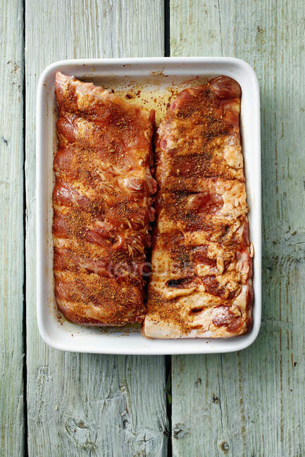 Marinated pork ribs (seen from above) — Stock Photo