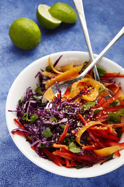 Salat mit frischem Gemüse und Gewürzen — Stockfoto