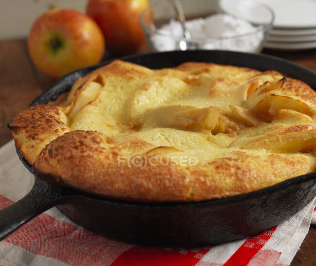 Apple cake in a pan — Stock Photo