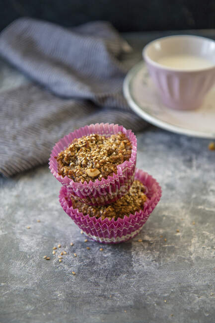 Close-up shot of delicious Muesli Muffins — Stock Photo