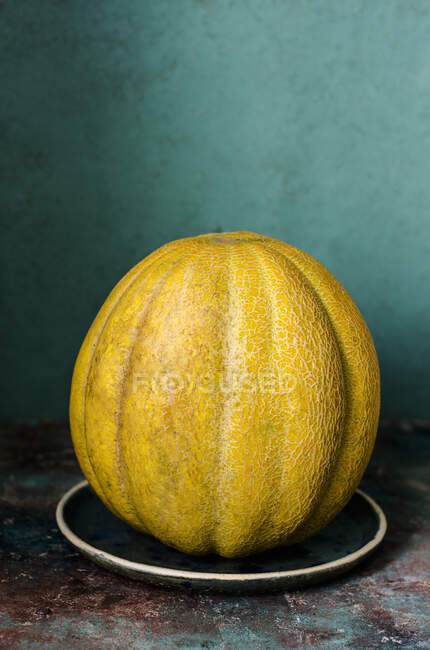 Fresh ripe juicy melon on a wooden background — Stock Photo