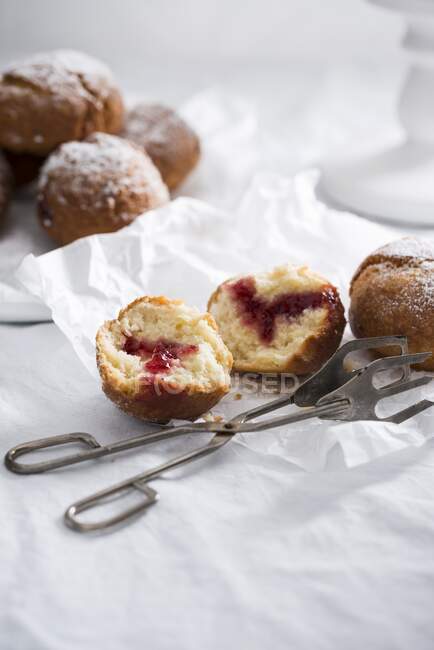 Vegan donuts, filled with currant jam — Stock Photo