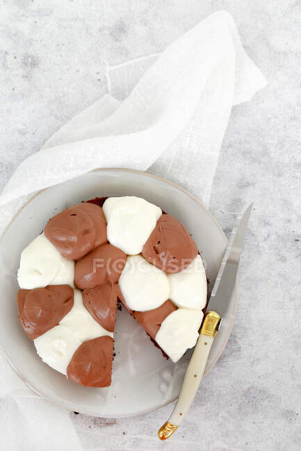 Gâteau au fromage sans cuisson à la crème de mascarpone et mascarpone au chocolat noir — Photo de stock