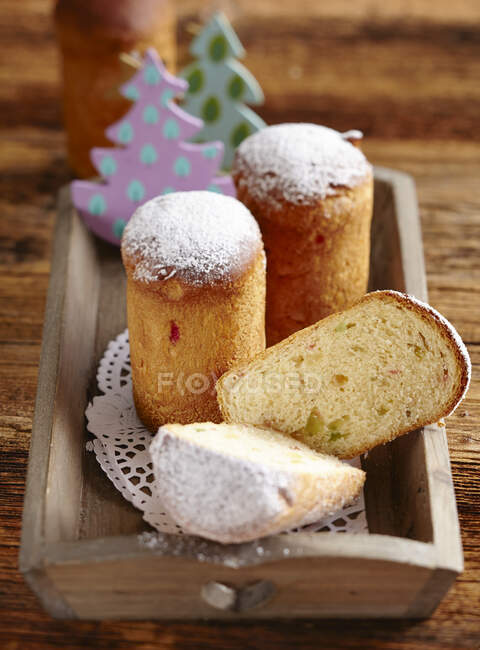 Mini Panettone baked in jars — Stock Photo