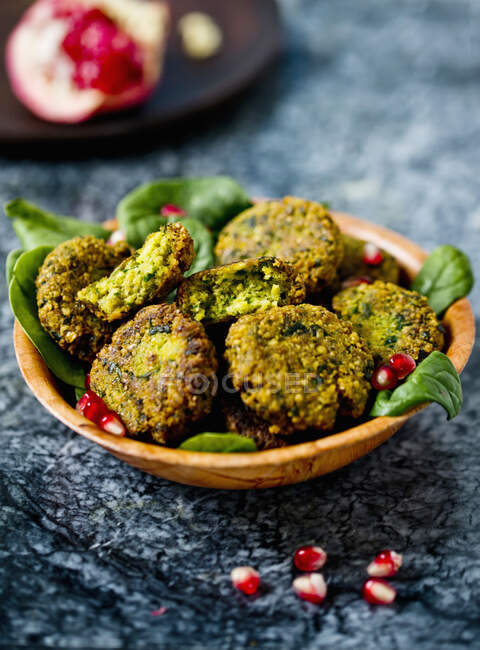 Herb Falafel with pomegranate — Stock Photo