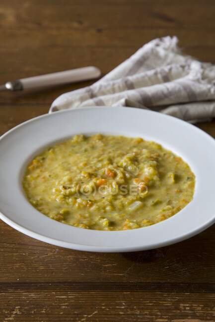 Vegetable soup with leeks and carrots — Stock Photo