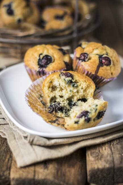 Muffins de baunilha e mirtilo — Fotografia de Stock